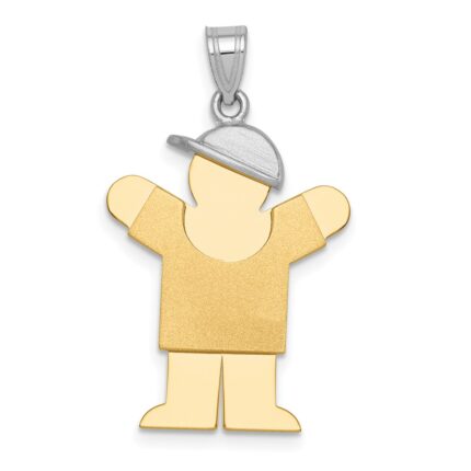 14k Two-tone The Kids Medium Boy with Hat on Right Engravable Love Charm