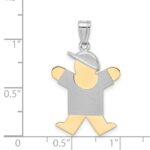 14k Two-tone The Kids Medium Boy with Hat on Right Engravable Joy Charm - Image 3