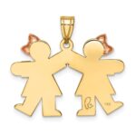 14k Two-tone The Kids Small Double Girls Engravable Kiss Charm - Image 4