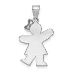 14k White Gold The Kids Small Girl with Bow on Right AA Diamond Kiss Charm - Image 4