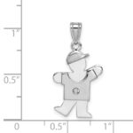 14k White Gold The Kids Small Boy with Hat on Left AA Diamond Kiss Charm - Image 3