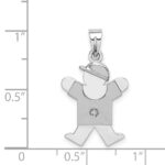14k White Gold The Kids Small Boy with Hat on Right AA Diamond Joy Charm - Image 3