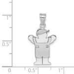 14k White Gold The Kids Small Boy in Overalls with Hat on Left AA Diamond Love Charm - Image 3