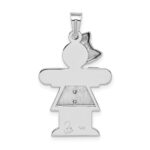 14k White Gold The Kids Medium Girl with Bow on Left AA Diamond Hugs Charm - Image 4