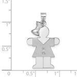 14k White Gold The Kids Medium Girl with Bow on Left AA Diamond Hugs Charm - Image 3