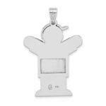 14k White Gold The Kids Medium Girl with Bow on Right AA Diamond Kiss Charm - Image 4