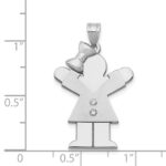 14k White Gold The Kids Medium Girl with Bow on Left AA Diamond Love Charm - Image 3