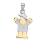 14k Two-tone The Kids Small Boy with Hat on Right AA Diamond Love Pendant