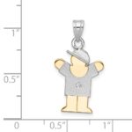 14k Two-tone The Kids Small Boy with Hat on Right AA Diamond Love Pendant - Image 3
