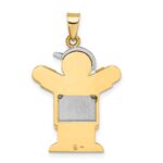 14k Two-tone The Kids Medium Boy in Overalls with Hat on Left AA Diamond Love Pendant - Image 4