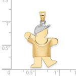 14k Two-tone The Kids Medium Puffed Boy with Hat on Left Engravable Kiss Charm - Image 3