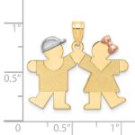 14k Tri-color The Kids Small Boy on Left and Girl on Right Engravable Kiss Charm - Image 3