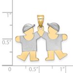 14k Two-tone The Kids Small Double Boys Engravable Kiss Charm - Image 2