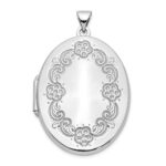 14k White Gold Floral Border 32mm Oval Locket