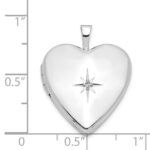 14K White Gold Diamond Star 20mm Heart Locket - Image 5