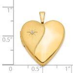 14K Polished and Satin Diamond Star 20mm Heart Locket - Image 5