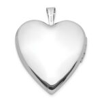 14K White Gold Polished and Satin Diamond Star 20mm Heart Locket - Image 3