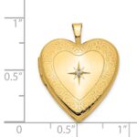 14K Diamond Star with Side Swirl Edge 20mm Heart Locket - Image 5
