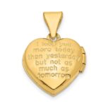 14k Two-tone Diamond LOVE with Poem on Reverse with Heart Charm 12mm Heart Locket - Image 3