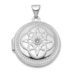 14K White Gold Diamond Fancy Knot Design 20mm Round Locket