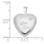 14k White Gold Polished and Satin I LOVE YOU Script 16mm Heart Locket - Image 3