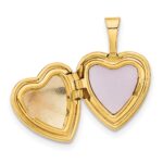 14k Satin with Pink and Green Enamel Rose 12mm Heart Locket - Image 5