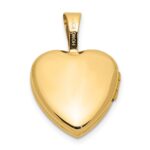 14k Polished Scrolled Border .01ct. Diamond Star 12mm Heart Locket - Image 4