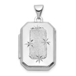 14k White Gold Polished and Brushed Diamond-cut 20x15mm Rectangular Locket