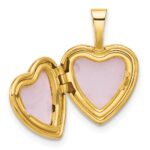 14K Polished and Satin Butterflies 12mm Heart Locket - Image 4