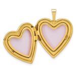14K Satin and Polished Angel Wings 20mm Heart Locket - Image 4
