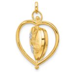 14K and White Rhodium Floral SPECIAL MUM and Tree in Spinning Frame Reversible 15mm Heart Locket - Image 5
