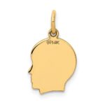 14k Plain Small .009 Gauge Facing Right Engravable Boy Head Charm - Image 4