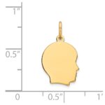14k Plain Small .009 Gauge Facing Right Engravable Boy Head Charm - Image 3