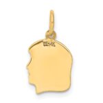 14k Plain Small .027 Gauge Facing Right Engravable Girl Head Charm - Image 4