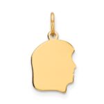 14k Plain Small .027 Gauge Facing Right Engravable Girl Head Charm