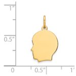 14k Plain Small .009 Gauge Facing Left Engravable Boy Head Charm - Image 2