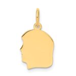 14k Plain Small .018 Gauge Facing Left Engravable Girl Head Charm