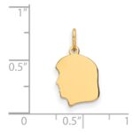 14k Plain Small .009 Gauge Facing Left Engravable Girl Head Charm - Image 2