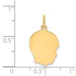 14k Plain Medium .018 Gauge Facing Right Engravable Boy Head Charm - Image 2