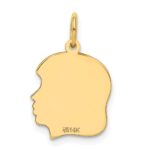 14k Plain Medium .011 Gauge Facing Right Engravable Girl Head Charm - Image 3