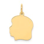 14k Plain Medium .013 Gauge Facing Left Engravable Girl Head Charm
