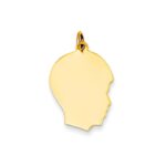 14k Plain Medium .013 Gauge Facing Right Engravable Boy Head Charm