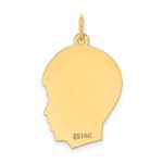 14k Plain Medium .009 Gauge Facing Right Engravable Boy Head Charm - Image 3