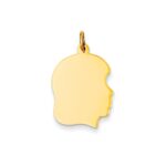 14k Plain Medium .013 Gauge Facing Right Engravable Girl Head Charm