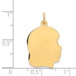 14k Plain Medium .011 Gauge Facing Right Engravable Girl Head Charm - Image 2