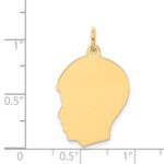 14k Plain Medium .011 Gauge Facing Left Engravable Boy Head Charm - Image 2