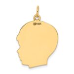 14k Plain Large .009 Gauge Facing Right Engravable Boy Head Charm - Image 3