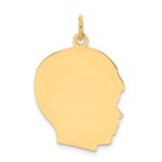 14k Plain Large .018 Gauge Facing Right Engravable Boy Head Charm