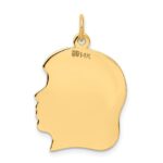 14k Plain Large .018 Gauge Facing Right Engravable Girl Head Charm - Image 3
