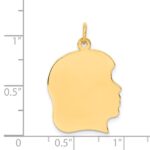 14k Plain Large .035 Gauge Facing Right Engravable Girl Head Charm - Image 2